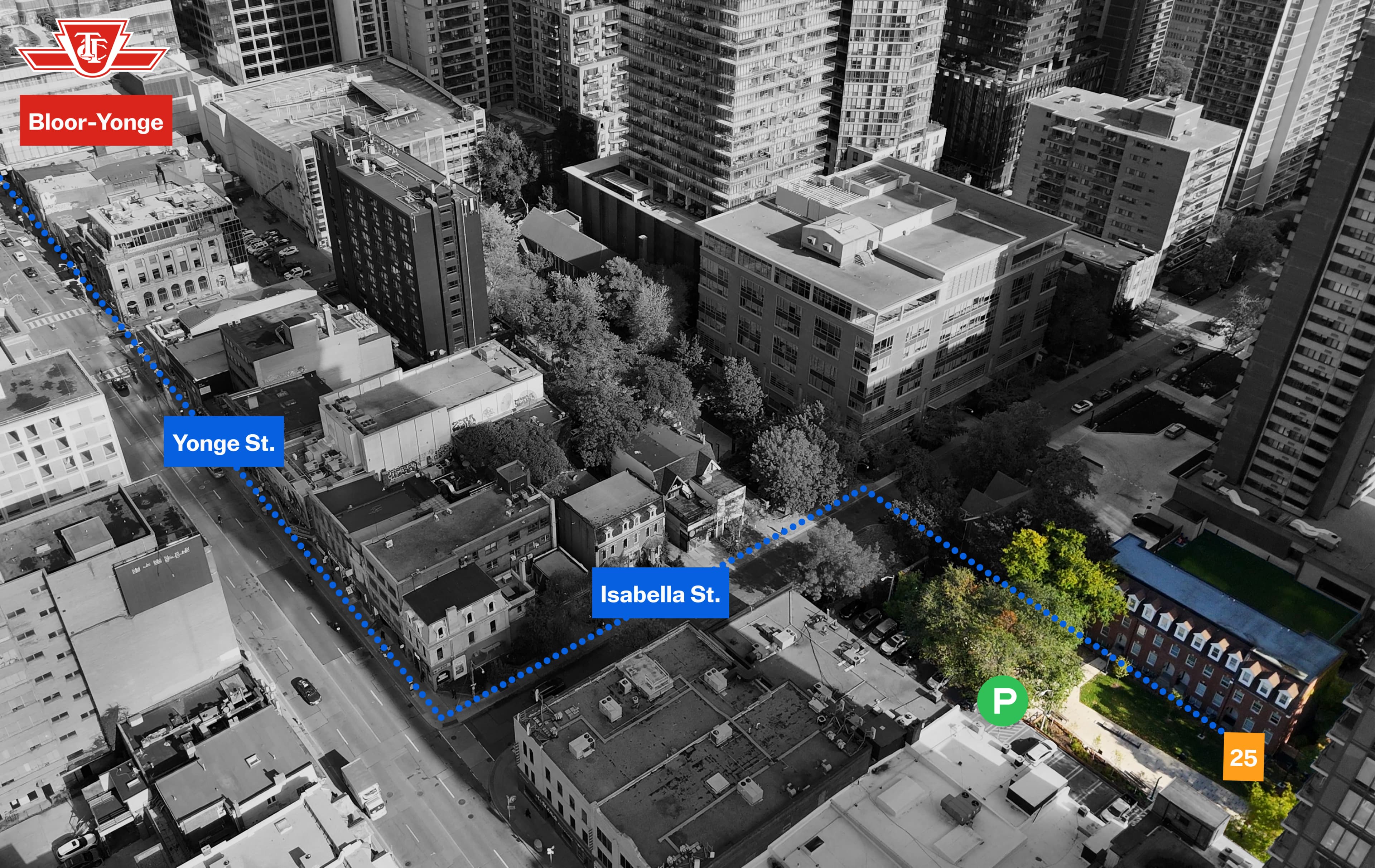 Illustration of where the DJA office is located-- off Isabella St. between Yonge St. & Church St.